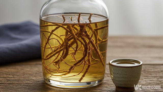 쇠고비 뿌리로 술을 담근 자료 사진. / 위키푸디