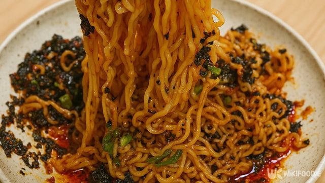 고추 기름 소스로 만든 김 라면 자료 사진. / 위키푸디