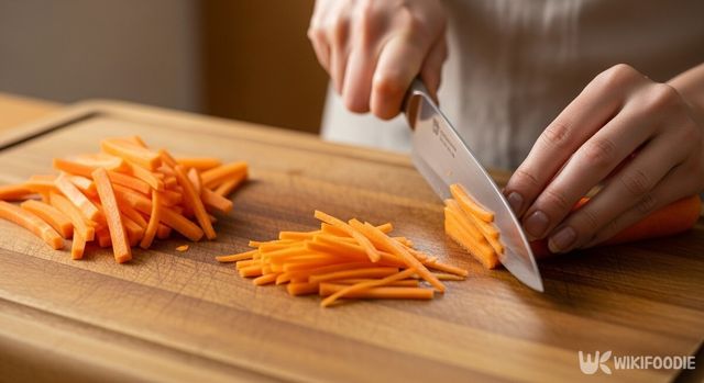 당근을 채 써는 사진. / 위키푸디