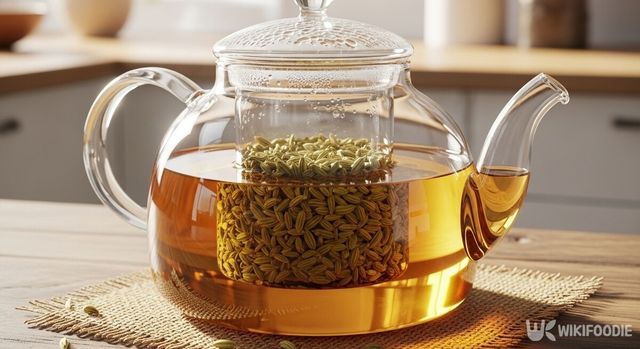 펜넬씨드로 차를 우리고 있는 사진. / 위키푸디