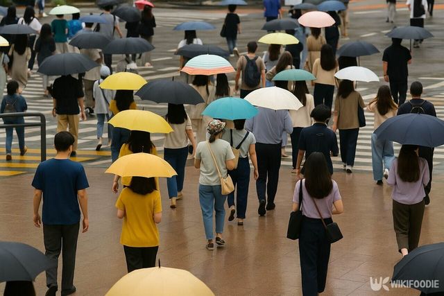 우산을 쓴 시민들 / 위키푸디
