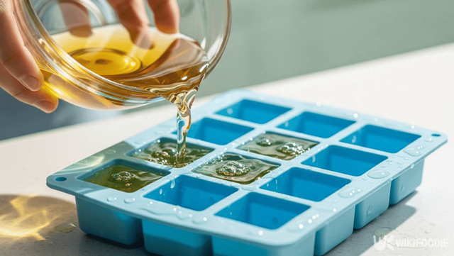 식초 수를 얼음틀에 붓는 사진. / 위키푸디