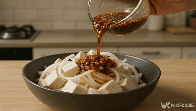 양파두부냉채 사진. / 위키푸디