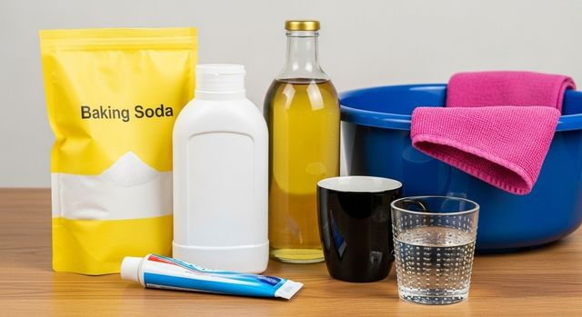 베이킹소다, 식초, 치약 준비물 사진. / 위키푸디