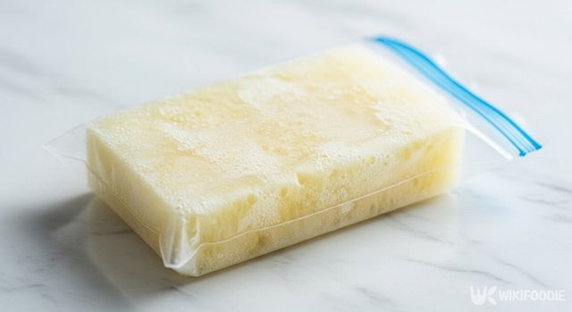 스펀지를 물에 적셔 얼린 사진. / 위키푸디