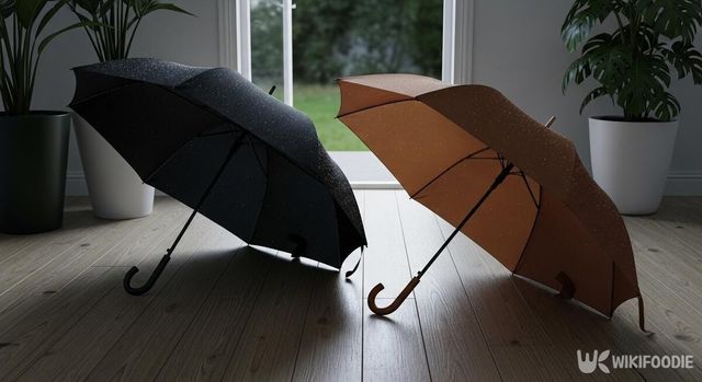 사용한 우산을 그늘에서 말리는 사진. / 위키푸디