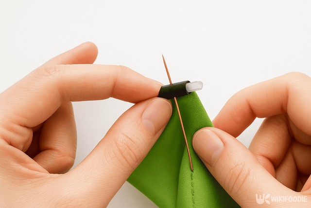 우산에 볼펜 심을 꿰매는 사진. / 위키푸디