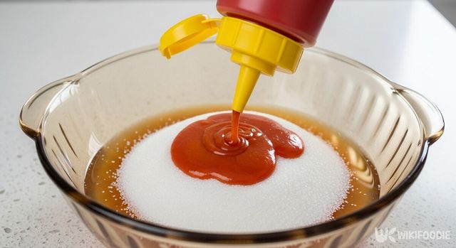 1:1 비율로 섞은 케첩과 베이킹소다. / 위키푸디