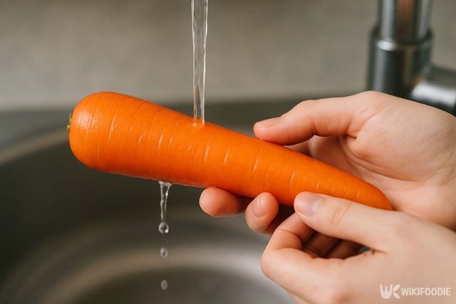 당근을 흐르는 물에 세척하는 모습 / 위키푸디