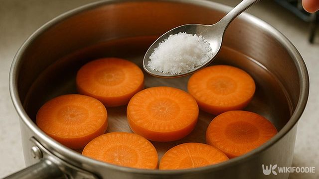 당근을 담은 물에 소금을 넣는 모습 / 위키푸디