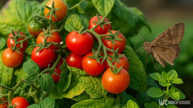 토마토에 접근하는 나방 / 위키푸디