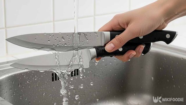 주방 칼을 씻고 있는 사진. / 위키푸디