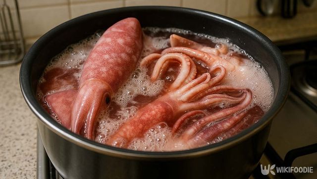 오징어를 삶는 모습 / 위키푸디