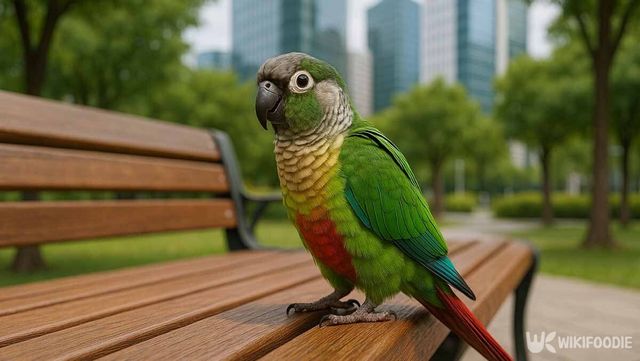 그린칙코뉴어가 벤치 위에 있는 사진. / 위키푸디