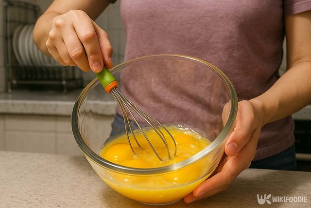 계란을 푸는 모습 / 위키푸디