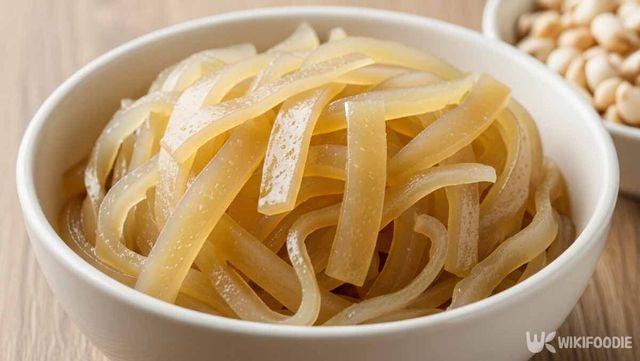 우뭇가사리로 만든 면의 사진. / 위키푸디