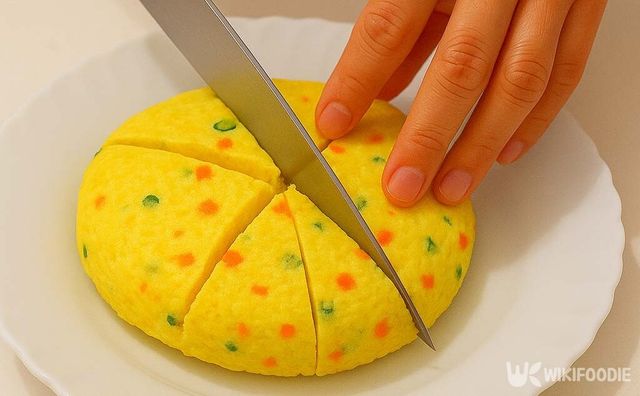 계란두부찜을 자르는 모습 / 위키푸디