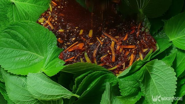 깻잎과 양념장을 섞는 자료 사진. / 위키푸디