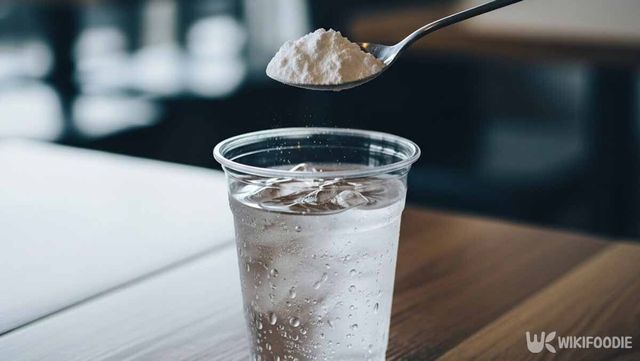 찬물에 감자전분을 타는 사진. / 위키푸디