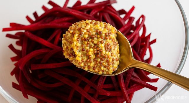 비트에 홀그레인 머스타드를 넣는 모습. / 위키푸디