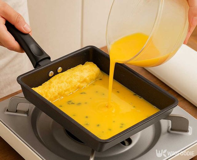 후라이팬에 계란물 붓기 / 위키푸디