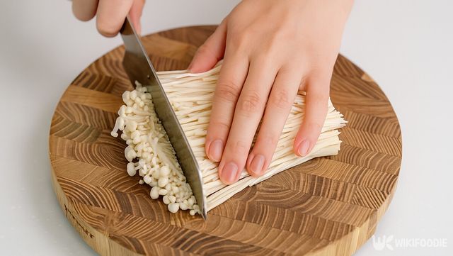 팽이버섯 자르는 자료 사진. / 위키푸디