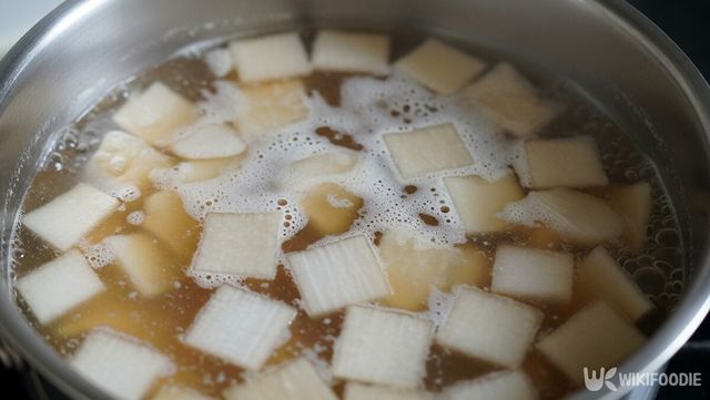 다시육수에 무 넣어서 끓이는 사진. / 위키푸디