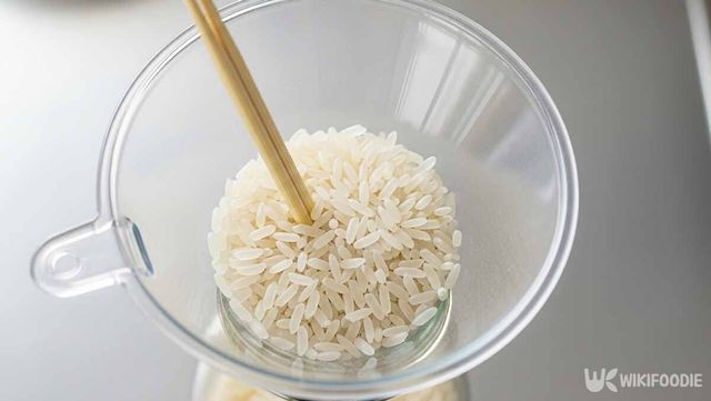 나무젓가락을 깔때기 중간에 꽂아둔 사진. / 위키푸디