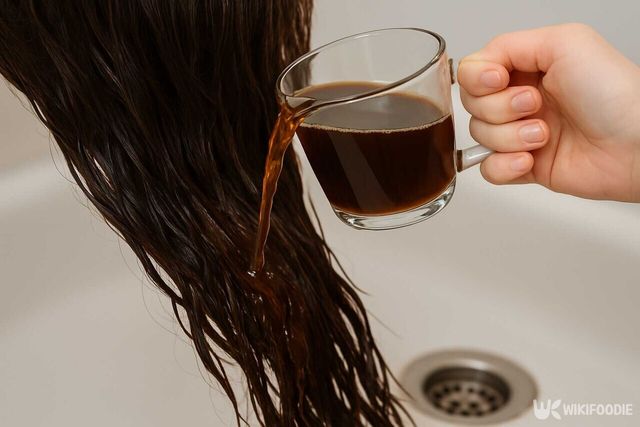 머리카락에 커피를 흘려보내는 모습 / 위키푸디