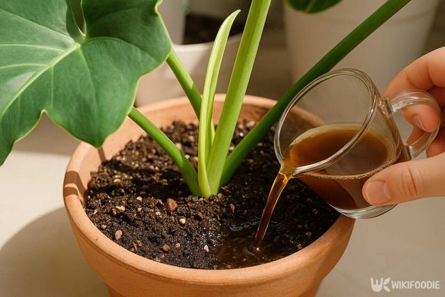 화분에 커피를 붓는 모습 / 위키푸디