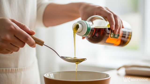 게걸무 기름을 요리에 넣는 사진. / 위키푸디