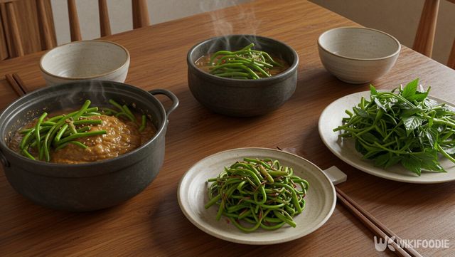 메꽃순으로 만든 밥상 자료 사진. / 위키푸디