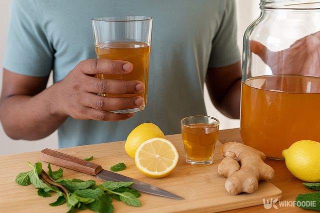 생강차를 마시고 있는 모습. / 위키푸디