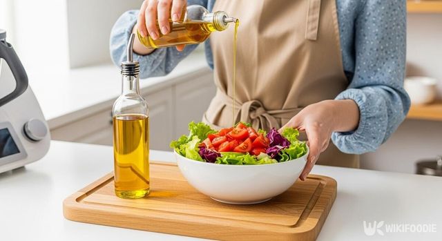 샐러드에 기름을 곁들이는 사진. / 위키푸디