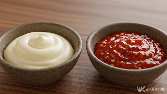 마요 소스와 매콤 비빔 소스 자료 사진. / 위키푸디