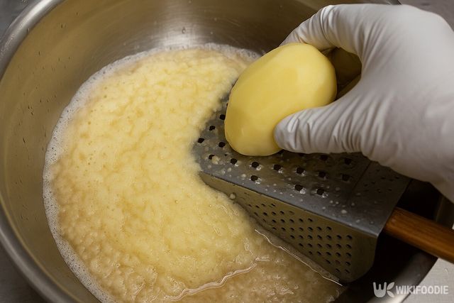 강판에 감자 갈고있는 모습. / 위키푸디