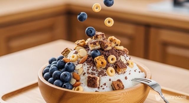 프로틴바를 빙수 토핑으로 얹는 사진. / 위키푸디