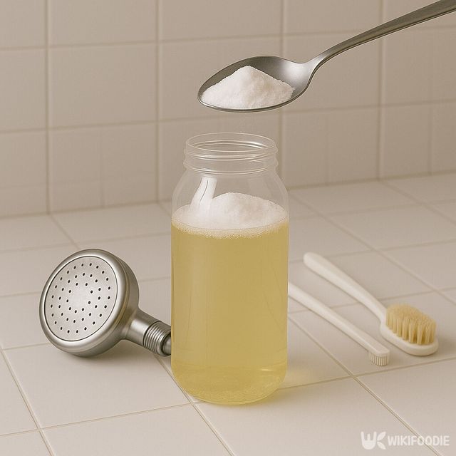 식초 물에 베이킹소다를 넣는 모습 / 위키푸디