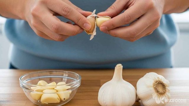 마늘 껍질을 까는 사진. / 위키푸디