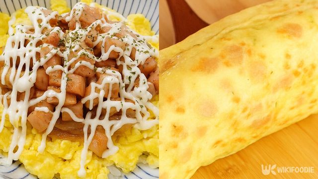 스팸, 계란으로 만든 요리 자료 사진. / 위키푸디