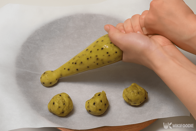 베이킹 시트에 반죽을 올리는 자료 사진. / 위키푸디