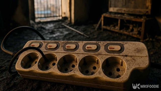 멀티탭 화재로 인해 집 안 전체가 불에 탄 사진. / 위키푸디