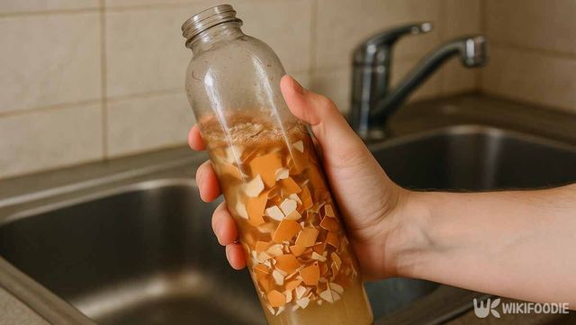 텀블러 안에 달걀 껍데기를 넣는 사진. / 위키푸디