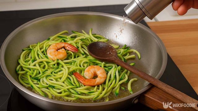 애호박 면에 소금을 뿌리는 사진. / 위키푸디