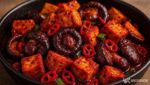 매콤&nbsp;두부 표고버섯 볶음 자료 사진. / 위키푸디