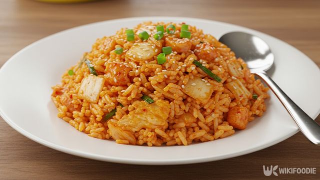 라면 스프를 넣은 볶음밥 자료 사진 . / 위키푸디