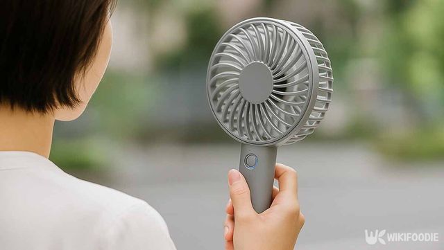 손 선풍기를 쓰고 있는 사진. / 위키푸디