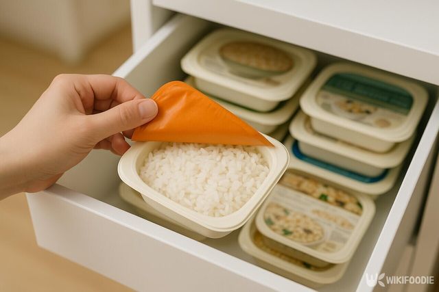 즉석밥을 꺼내는 모습 / 위키푸디