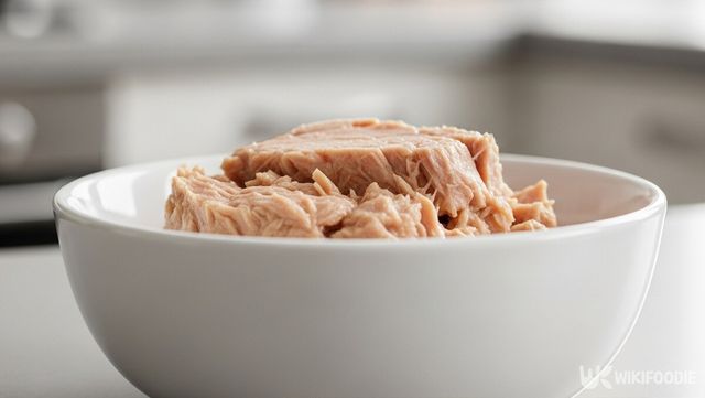 그릇에 옮긴 참치캔 내용물 사진. / 위키푸디