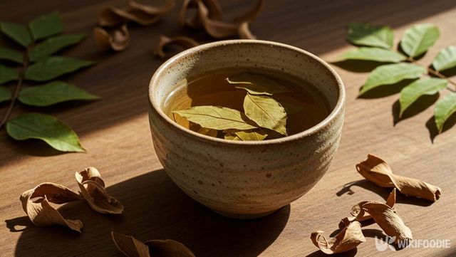 으름덩굴로 차를 만든 자료 사진 . / 위키푸디